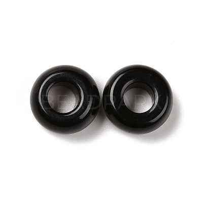 Natural Black Obsidian European Beads G-G740-14x8mm-34-1