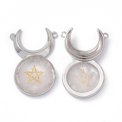 Natural Quartz Crystal Connector Charms G-G983-02P-07-1
