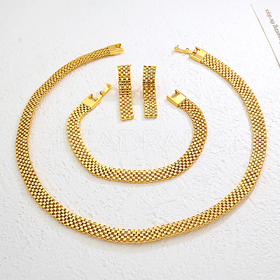 Minimalist Iron Hollow-out Chain Bracelets & Earrings & Necklaces Sets for women TS6133-1