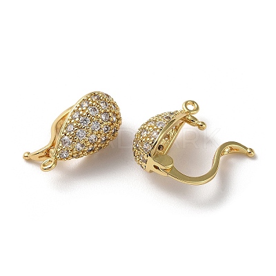 Rack Plating Brass Micro Pave Clear Cubic Zirconia Twister Clasps KK-M254-03G-1