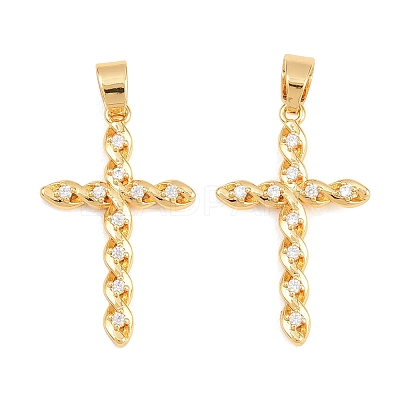 Easter Brass Micro Pave Clear Cubic Zirconia Pendants ZIRC-F148-14F-G-1