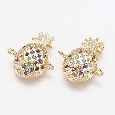 Brass Micro Pave Cubic Zirconia Links ZIRC-G111-07G-1