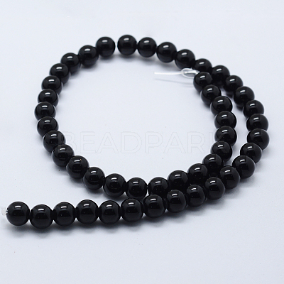Natural Black Onyx Beads Strands G-P369-01-8mm-1