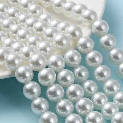 Baking Paint Pearlized Glass Pearl Round Bead Strands X-HY-Q003-12mm-01-1