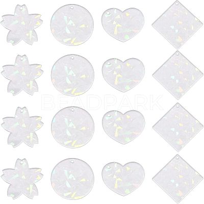 16Pcs 4 Style Transparent Acrylic Pendants FIND-NB0002-58-1