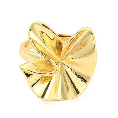 Brass Twist Flat Round Adjustable Ring RJEW-Q781-11G-1