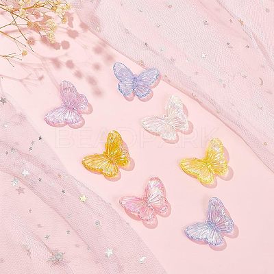 48Pcs 6 Colors Electroplate Acrylic Pendants PACR-FH0001-04-1