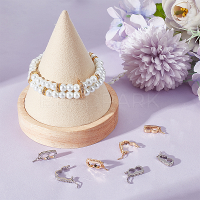 8Pcs 2 Colors Brass Micro Pave Clear Cubic Zirconia Twister Clasps ZIRC-BBC0001-97-1