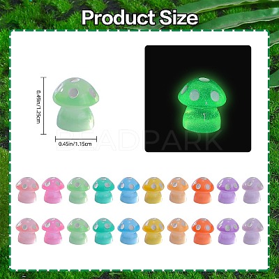 100Pcs 10 Colors Mushroom Luminous Resin Display Decorations RESI-SZ0003-46-1