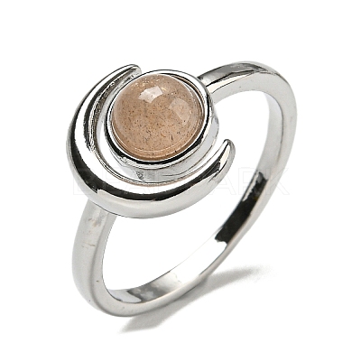 Natural Sunstone Adjustable Rings RJEW-K269-09P-02-1