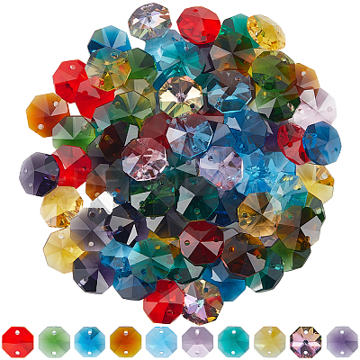 120Pcs 10 Colors Electroplate Glass Links Connectors EGLA-SP0001-33-1