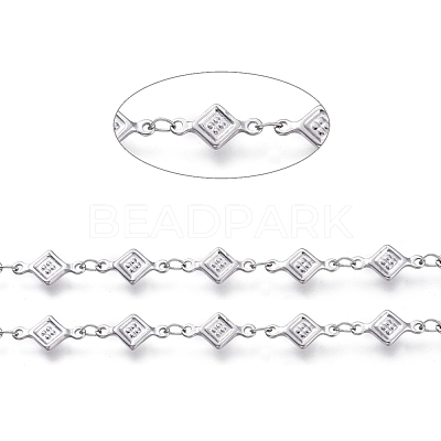 Tarnish Resistant 304 Stainless Steel Rhombus Link Chains CHS-P011-04P-1