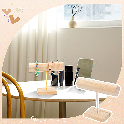 Wood T Bar Bracelet Display Stands AJEW-WH0534-19B-1