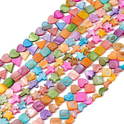 10 Strands Colorful Natural Freshwater Shell Beads Strands SHEL-M018-01-1