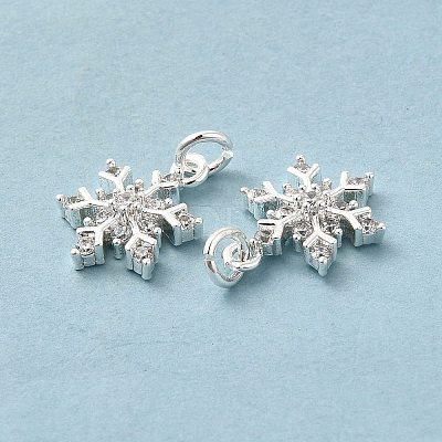 Rack Plating Brass Micro Pave Cubic Zirconia Charms X-KK-E081-15S-1
