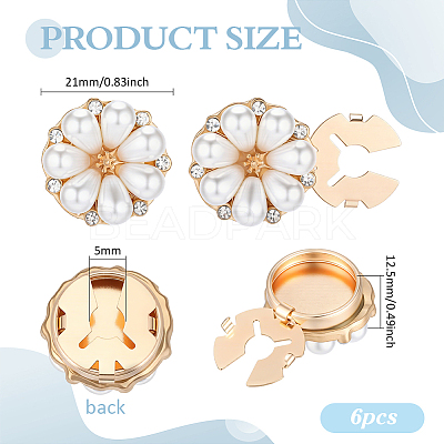 6Pcs Zinc Alloy & Rhinestone Cufflinks BUTT-PH0001-83LG-1