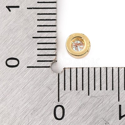 Rack Plating Flat Round Brass Micro Pave Cubic Zirconia Cabochons KK-F874-03G-08-1