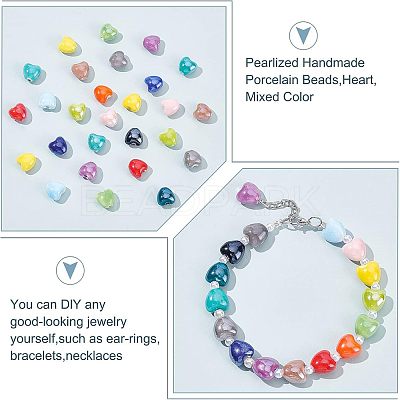 100Pcs Glazed Porcelain Beads FIND-FH0005-07-1