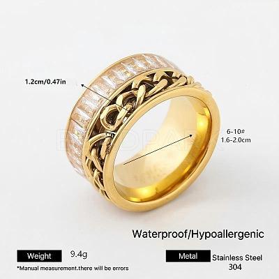 304 Stainless Steel Rhinestone Wide Band Finger Rings XC5005-22-1