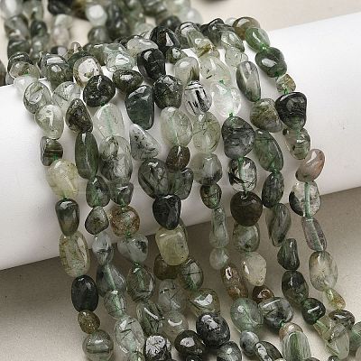 Natural Green Rutilated Quartz Beads Strands G-O-186-B-12A-1