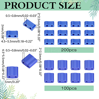 300Pcs 2 Styles 2-Hole Baking Paint Glass Seed Beads SEED-ME0001-08A-1