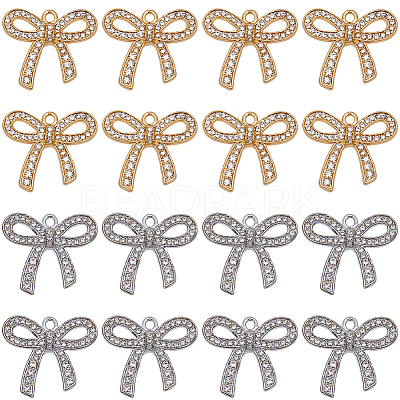 24Pcs 2 Colors Alloy Rhinestone Pendants ALRI-SC0001-46-1