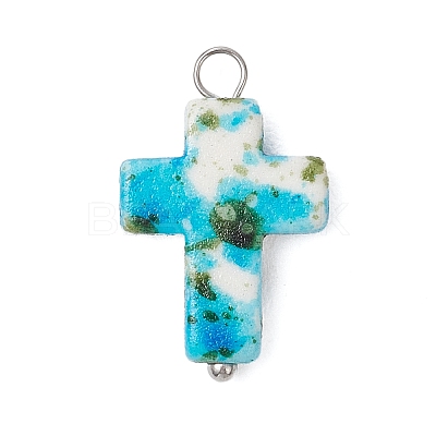6Pcs 6 Colors Dyed Synthetic Turquoise Pendants PALLOY-JF04129-01-1