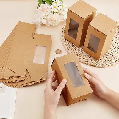Kraft Paper Candy Boxes with PVC Clear Window CON-WH0097-07A-02B-1
