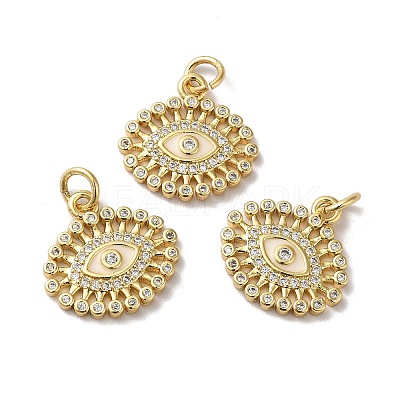 Rack Plating Brass Micro Pave Clear Cubic Zirconia Pendants KK-F853-05G-1