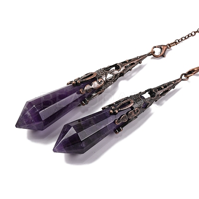 Natural Amethyst Pointed Dowsing Pendulum Big Pendants G-H285-06R-A04-1