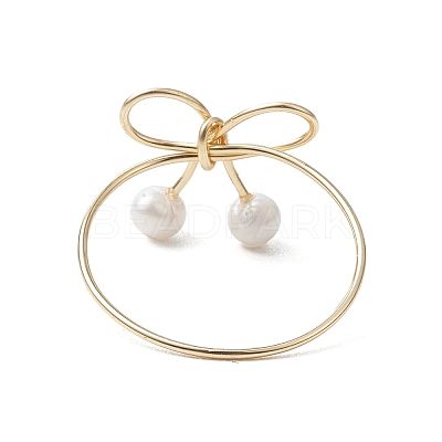 Round Natural Cultured Freshwater Pearl Finger Rings RJEW-JR00856-1