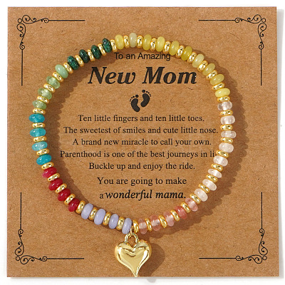 Natural Mixed Gemstone Rondelle Beads Stretch Bracelets XM9841-4-1