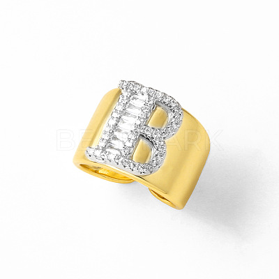 Brass Micro Pave Clear Cubic Zirconia Cuff Open Rings FS-WGA5D1D-02-1