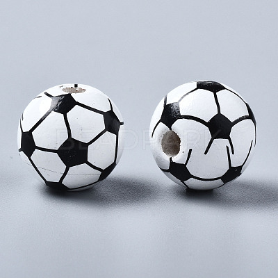 Painted Natural Wood European Beads WOOD-S057-050-1