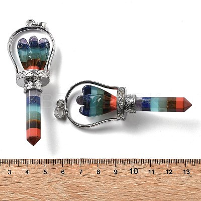 Chakra Natural Mixed Stone Pointed Big Pendants KK-H491-01P-01-1