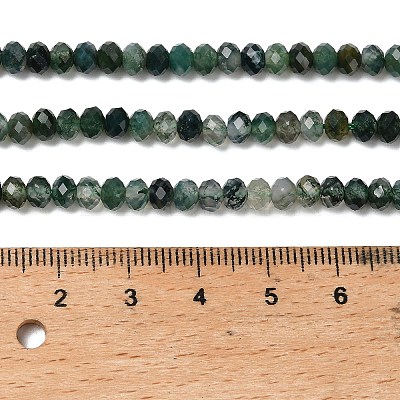 Natural Moss Agate Beads Strands G-C228-A01-3x4mm-1