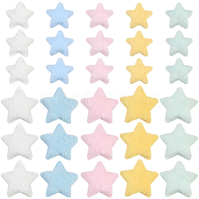 50Pcs 10 Colors Single Face Wool Fibre Cabochons FIND-SC0020-32-1