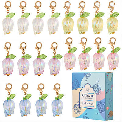 30Pcs Tulip Acrylic Locking Stitch Marker HJEW-SC0002-20-1