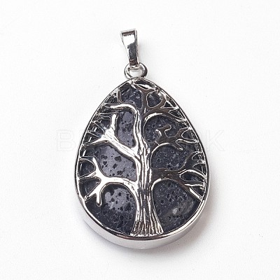 Natural Lava Rock Pendants G-P378-A-1