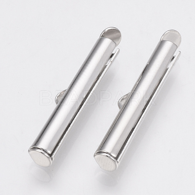 Brass Slide On End Clasp Tubes KK-Q747-11G-P-1