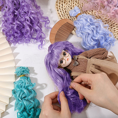 4Pcs 4 Colors PP Doll Wig Long Curly Hair DIY-GL0006-20A-1