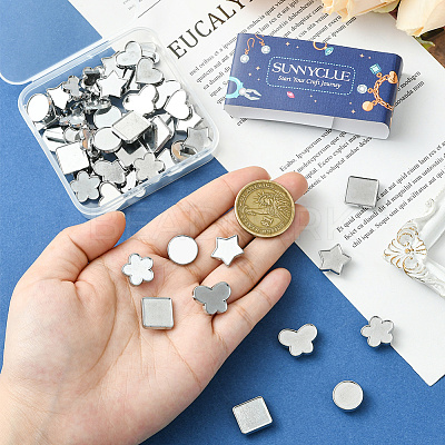 48Pcs 8 Styles Alloy Slide Charms Cabochon Settings FIND-SC0016-55A-P-1