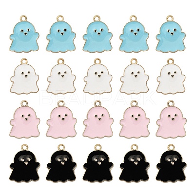 20Pcs 4 Colors Alloy Enamel Pendants ENAM-YW0002-68-1