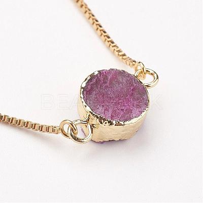 Electroplated Natural & Dyed Druzy Agate Slider Bracelets BJEW-JB02764-1
