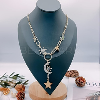 Rhinestone & Brass & Alloy & Iron Pendant Necklaces FS-WGADE70-06-1