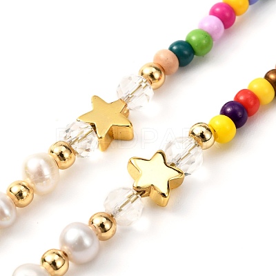 Glass Seed Beads Eyeglasses Chains AJEW-EH00383-01-1