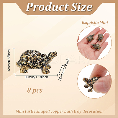 8Pcs Brass Tortoise Figurine Statue for Living Room Table Home Decoration DJEW-GO0001-12-1
