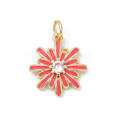 Brass Pave Cubic Zirconia with Enamel Pendants KK-U062-38G-01-1