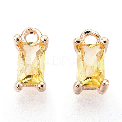 Brass Cubic Zirconia Charms KK-S350-367I-1