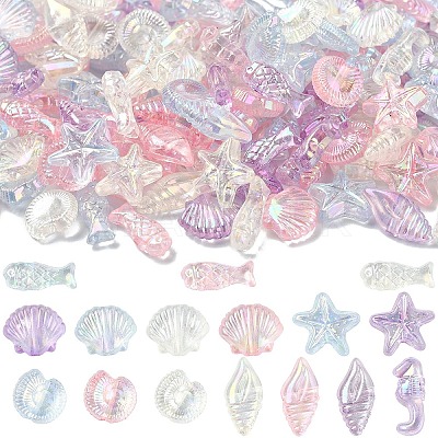 832Pcs 4 Colors Ocean Theme Transparent Acrylic Beads TACR-YW0003-39-1